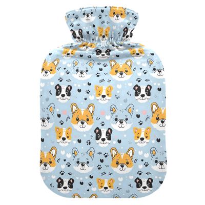 2 L Hot Water Bottle Dog Hot Water Bottle with Cover Soft Velvet Hot Water Bag for Pain Relief Hot Water Bottle for Winter Bed for Hands