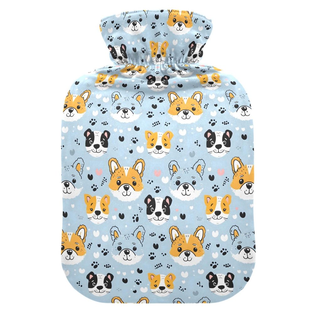 2 L Hot Water Bottle Dog Hot Water Bottle with Cover Soft Velvet Hot Water Bag for Pain Relief Hot Water Bottle for Winter Bed for Hands