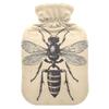 1 L Hot Water Bottle Vintage Bee Hot Water Bottle with Cover Soft Velvet Hot Water Bag for Pain Relief Small Hot Water Bottle for Kids Adult view 1