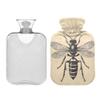 1 L Hot Water Bottle Vintage Bee Hot Water Bottle with Cover Soft Velvet Hot Water Bag for Pain Relief Small Hot Water Bottle for Kids Adult view 2