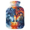 2 L Hot Water Bottle Wolves Two Faces Hot Water Bottle with Cover Soft Velvet Hot Water Bag for Pain Relief Hot Water Bottle for Winter Bed for Hands view 1