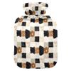 1 L Hot Water Bottle Cowhide Gingham Hot Water Bottle with Cover Soft Velvet Hot Water Bag for Pain Relief Small Hot Water Bottle for Kids Adult view 1