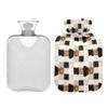 1 L Hot Water Bottle Cowhide Gingham Hot Water Bottle with Cover Soft Velvet Hot Water Bag for Pain Relief Small Hot Water Bottle for Kids Adult view 2