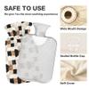 1 L Hot Water Bottle Cowhide Gingham Hot Water Bottle with Cover Soft Velvet Hot Water Bag for Pain Relief Small Hot Water Bottle for Kids Adult view 3