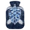 1 L Hot Water Bottle Blue and White Sea Turtle Hot Water Bottle with Cover Soft Velvet Hot Water Bag for Pain Relief Small Hot Water Bottle for Kids Adult view 1