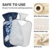 1 L Hot Water Bottle Blue and White Sea Turtle Hot Water Bottle with Cover Soft Velvet Hot Water Bag for Pain Relief Small Hot Water Bottle for Kids Adult view 3