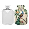 1 L Hot Water Bottle Peacock and Flowers Hot Water Bottle with Cover Soft Velvet Hot Water Bag for Pain Relief Small Hot Water Bottle for Kids Adult view 2