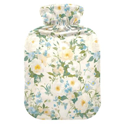 1 L Hot Water Bottle Flower Peony Hot Water Bottle with Cover Soft Velvet Hot Water Bag for Pain Relief Small Hot Water Bottle for Kids Adult