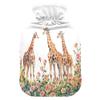 1 L Hot Water Bottle Giraffes Rose Hot Water Bottle with Cover Soft Velvet Hot Water Bag for Pain Relief Small Hot Water Bottle for Kids Adult view 1