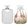 1 L Hot Water Bottle Giraffes Rose Hot Water Bottle with Cover Soft Velvet Hot Water Bag for Pain Relief Small Hot Water Bottle for Kids Adult view 2