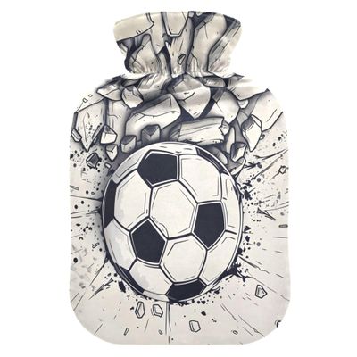 2 L Hot Water Bottle Football Wall Hot Water Bottle with Cover Soft Velvet Hot Water Bag for Pain Relief Hot Water Bottle for Winter Bed for Hands