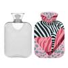 1 L Hot Water Bottle Pink Heart Hot Water Bottle with Cover Soft Velvet Hot Water Bag for Pain Relief Small Hot Water Bottle for Kids Adult view 2