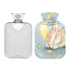 2 L Hot Water Bottle Rabbit Sleeping Moon Hot Water Bottle with Cover Soft Velvet Hot Water Bag for Pain Relief Hot Water Bottle for Winter Bed for Hands view 2
