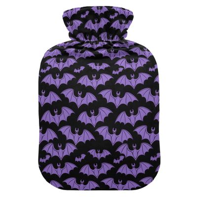 2 L Hot Water Bottle Halloween Bat Hot Water Bottle with Cover Soft Velvet Hot Water Bag for Pain Relief Hot Water Bottle for Winter Bed for Hands