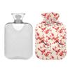 1 L Hot Water Bottle Plum Blossom Flower Red Hot Water Bottle with Cover Soft Velvet Hot Water Bag for Pain Relief Small Hot Water Bottle for Kids Adult view 2