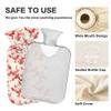 1 L Hot Water Bottle Plum Blossom Flower Red Hot Water Bottle with Cover Soft Velvet Hot Water Bag for Pain Relief Small Hot Water Bottle for Kids Adult view 3