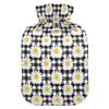 1 L Hot Water Bottle White Daisy Black Checked Hot Water Bottle with Cover Soft Velvet Hot Water Bag for Pain Relief Small Hot Water Bottle for Kids Adult view 1