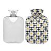 1 L Hot Water Bottle White Daisy Black Checked Hot Water Bottle with Cover Soft Velvet Hot Water Bag for Pain Relief Small Hot Water Bottle for Kids Adult view 2