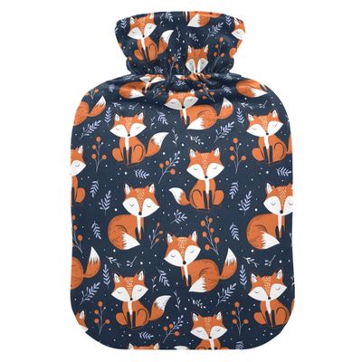 1 L Hot Water Bottle Fox Hot Water Bottle with Cover Soft Velvet Hot Water Bag for Pain Relief Small Hot Water Bottle for Kids Adult