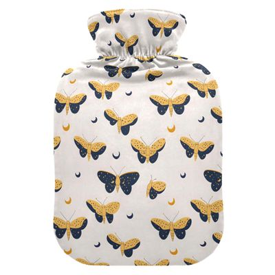 1 L Hot Water Bottle Butterfly Hot Water Bottle with Cover Soft Velvet Hot Water Bag for Pain Relief Small Hot Water Bottle for Kids Adult