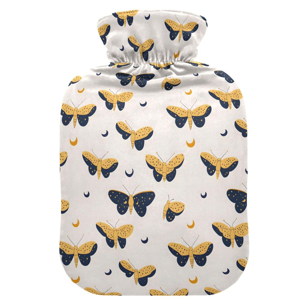 1 L Hot Water Bottle Butterfly Hot Water Bottle with Cover Soft Velvet Hot Water Bag for Pain Relief Small Hot Water Bottle for Kids Adult