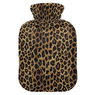 1 L Hot Water Bottle Animal Leopard Hot Water Bottle with Cover Soft Velvet Hot Water Bag for Pain Relief Small Hot Water Bottle for Kids Adult