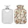 1 L Hot Water Bottle Abstract Floral Hot Water Bottle with Cover Soft Velvet Hot Water Bag for Pain Relief Small Hot Water Bottle for Kids Adult view 2