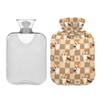 1 L Hot Water Bottle Corgi and Checked Hot Water Bottle with Cover Soft Velvet Hot Water Bag for Pain Relief Small Hot Water Bottle for Kids Adult view 2