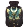 1 L Hot Water Bottle Green Butterfly Moon Hot Water Bottle with Cover Soft Velvet Hot Water Bag for Pain Relief Small Hot Water Bottle for Kids Adult view 1