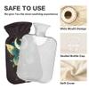 1 L Hot Water Bottle Green Butterfly Moon Hot Water Bottle with Cover Soft Velvet Hot Water Bag for Pain Relief Small Hot Water Bottle for Kids Adult view 3