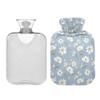 1 L Hot Water Bottle Daisy Hot Water Bottle with Cover Soft Velvet Hot Water Bag for Pain Relief Small Hot Water Bottle for Kids Adult view 2