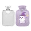 1 L Hot Water Bottle Halloween Ghosts Hot Water Bottle with Cover Soft Velvet Hot Water Bag for Pain Relief Small Hot Water Bottle for Kids Adult view 2