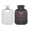 2 L Hot Water Bottle Owl Boho Hot Water Bottle with Cover Soft Velvet Hot Water Bag for Pain Relief Hot Water Bottle for Winter Bed for Hands view 2