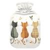 2 L Hot Water Bottle Three Cats Hot Water Bottle with Cover Soft Velvet Hot Water Bag for Pain Relief Hot Water Bottle for Winter Bed for Hands view 1