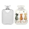2 L Hot Water Bottle Three Cats Hot Water Bottle with Cover Soft Velvet Hot Water Bag for Pain Relief Hot Water Bottle for Winter Bed for Hands view 2