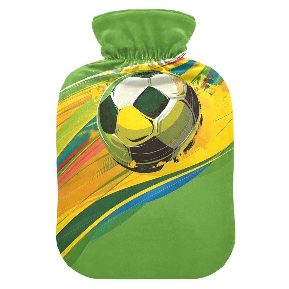 1 L Hot Water Bottle Football Hot Water Bottle with Cover Soft Velvet Hot Water Bag for Pain Relief Small Hot Water Bottle for Kids Adult