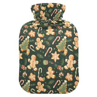 2 L Hot Water Bottle Candy Cookies Hot Water Bottle with Cover Soft Velvet Hot Water Bag for Pain Relief Hot Water Bottle for Winter Bed for Hands