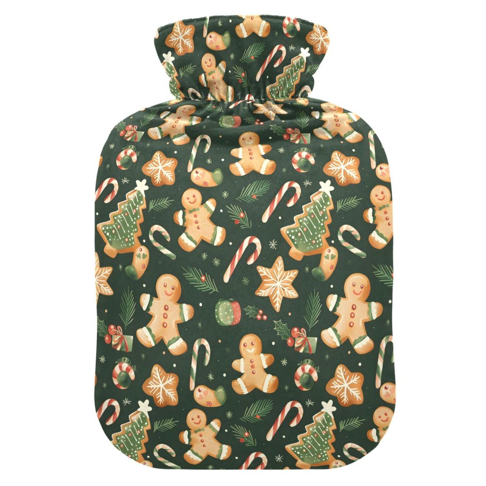 2 L Hot Water Bottle Candy Cookies Hot Water Bottle with Cover Soft Velvet Hot Water Bag for Pain Relief Hot Water Bottle for Winter Bed for Hands