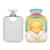 1 L Hot Water Bottle Cute Rainbow with A Smiling Sun and Stars Hot Water Bottle with Cover Soft Velvet Hot Water Bag for Pain Relief Small Hot Water Bottle for Kids Adult view 2