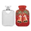 1 L Hot Water Bottle Christmas Bells Hot Water Bottle with Cover Soft Velvet Hot Water Bag for Pain Relief Small Hot Water Bottle for Kids Adult view 2