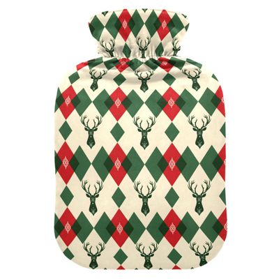 1 L Hot Water Bottle Deers Hot Water Bottle with Cover Soft Velvet Hot Water Bag for Pain Relief Small Hot Water Bottle for Kids Adult