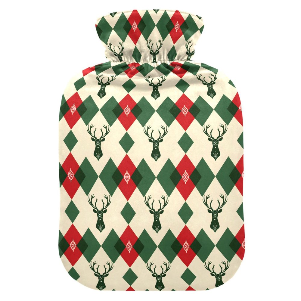 1 L Hot Water Bottle Deers Hot Water Bottle with Cover Soft Velvet Hot Water Bag for Pain Relief Small Hot Water Bottle for Kids Adult