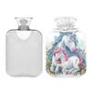 1 L Hot Water Bottle Unicorns and Flower Hot Water Bottle with Cover Soft Velvet Hot Water Bag for Pain Relief Small Hot Water Bottle for Kids Adult view 2