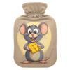2 L Hot Water Bottle Cartoon Mouse Holding Cheese Hot Water Bottle with Cover Soft Velvet Hot Water Bag for Pain Relief Hot Water Bottle for Winter Bed for Hands view 1
