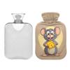 2 L Hot Water Bottle Cartoon Mouse Holding Cheese Hot Water Bottle with Cover Soft Velvet Hot Water Bag for Pain Relief Hot Water Bottle for Winter Bed for Hands view 2