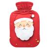 2 L Hot Water Bottle Red Christmas Santa Claus Hot Water Bottle with Cover Soft Velvet Hot Water Bag for Pain Relief Hot Water Bottle for Winter Bed for Hands view 1
