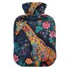 1 L Hot Water Bottle Giraffe Flowers Hot Water Bottle with Cover Soft Velvet Hot Water Bag for Pain Relief Small Hot Water Bottle for Kids Adult view 1