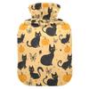 1 L Hot Water Bottle Cat and Pumpkin Hot Water Bottle with Cover Soft Velvet Hot Water Bag for Pain Relief Small Hot Water Bottle for Kids Adult view 1