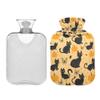 1 L Hot Water Bottle Cat and Pumpkin Hot Water Bottle with Cover Soft Velvet Hot Water Bag for Pain Relief Small Hot Water Bottle for Kids Adult view 2