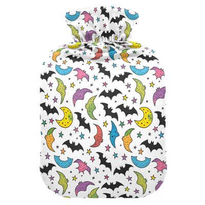 2 L Hot Water Bottle Bats Stars Hot Water Bottle with Cover Soft Velvet Hot Water Bag for Pain Relief Hot Water Bottle for Winter Bed for Hands